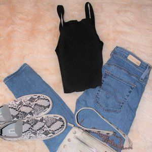 Black Cropped Tank Top